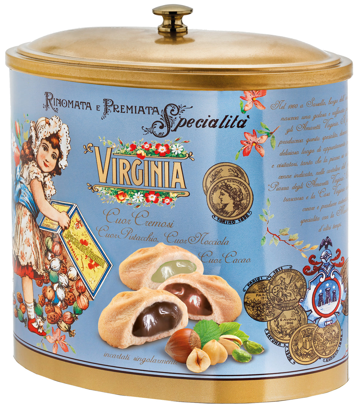 Pistachio, hazelnut and cocoa cream filled biscuits - Amaretti Virginia