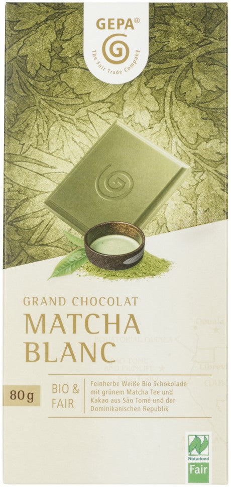 White chocolate bar with matcha tea - GEPA Bio